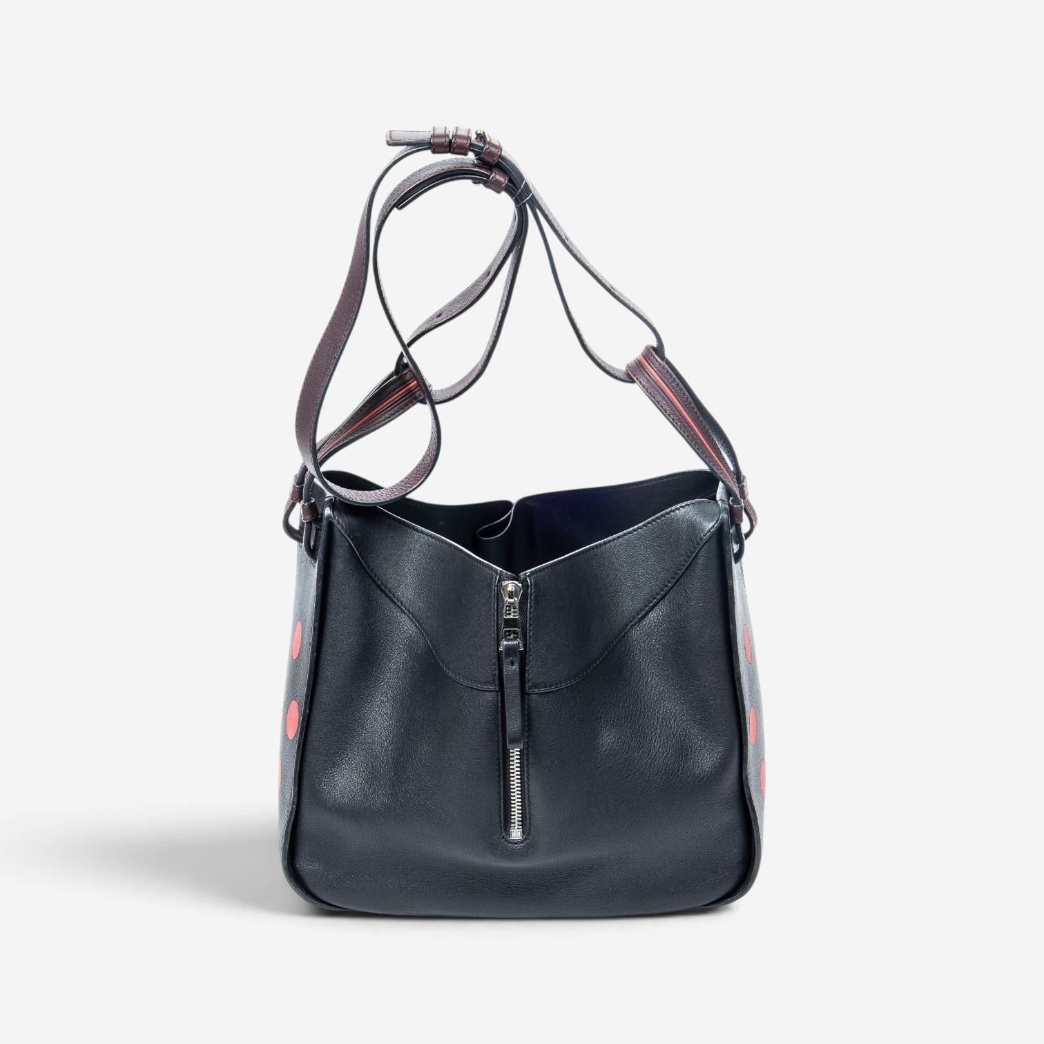 Loewe Polka Dot Black Calfskin Leather Small Hammock Bag ABA1467