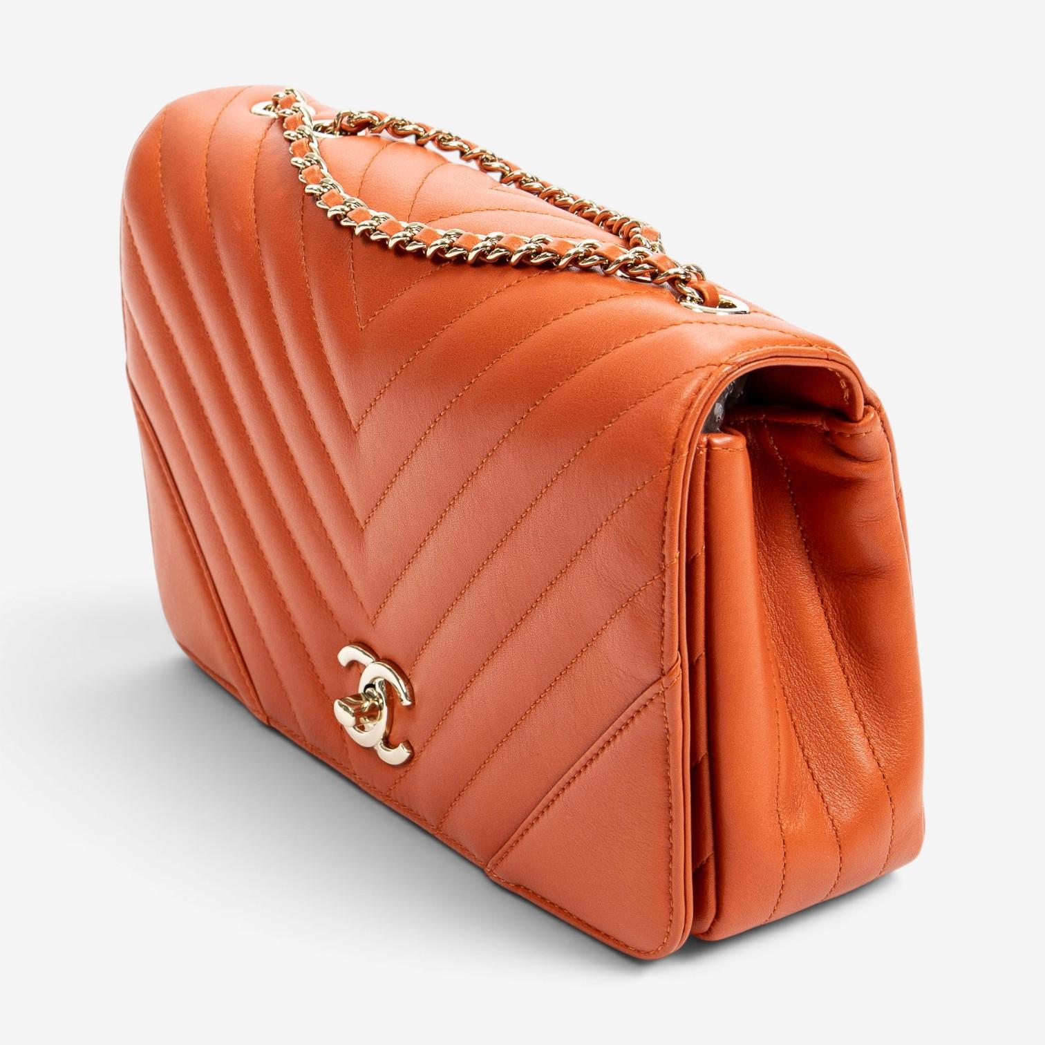 Chanel Orange Calf Leather Small Statement Flap Bag ABA1690