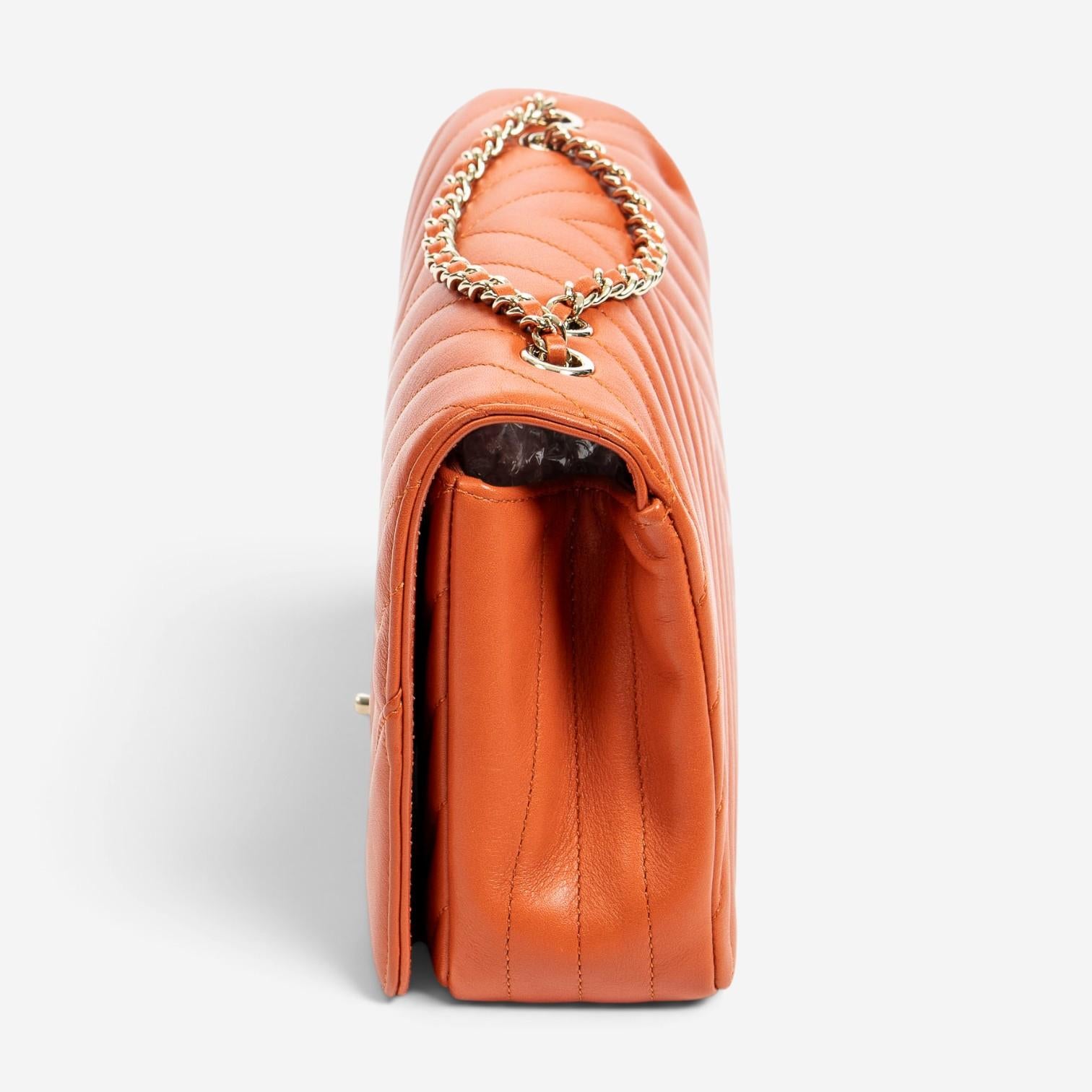 Chanel Orange Calf Leather Small Statement Flap Bag ABA1690
