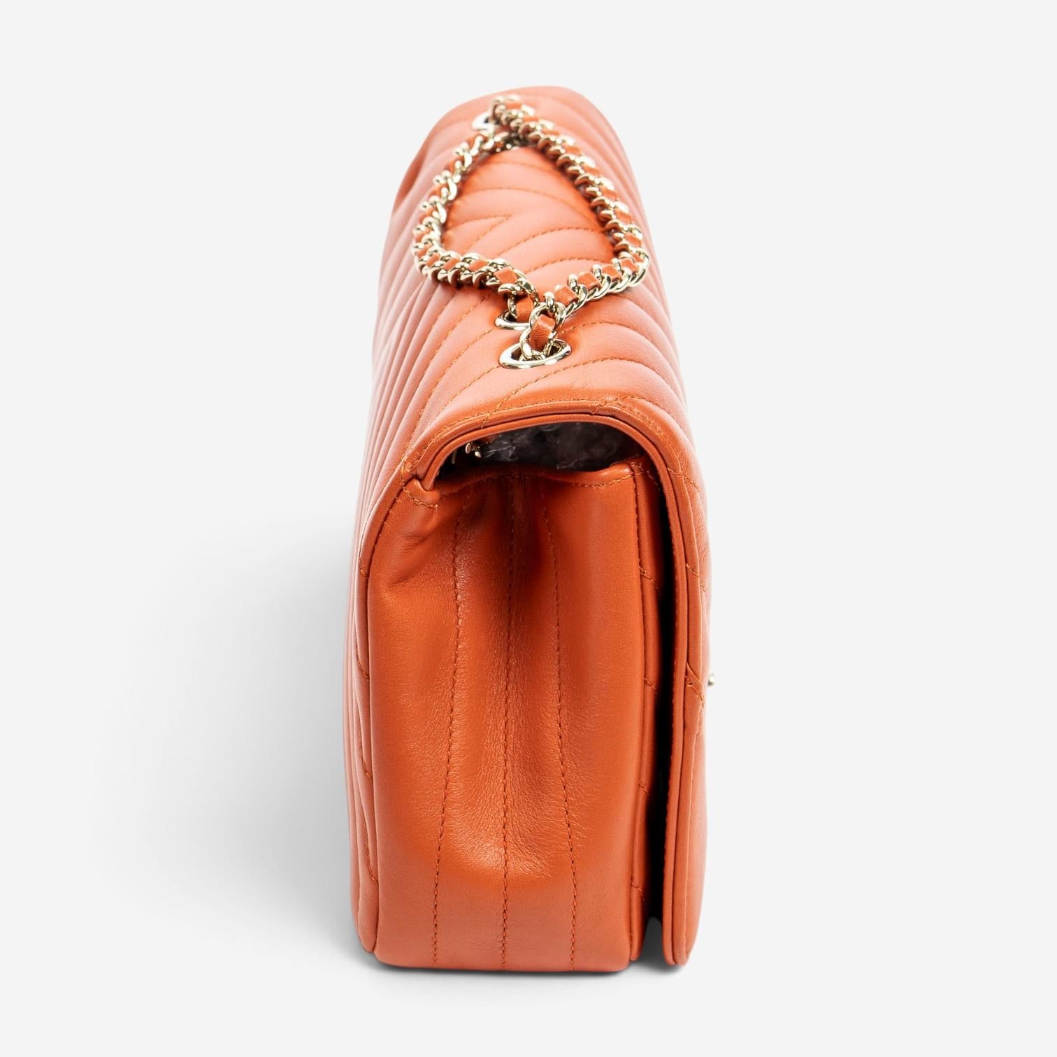 Chanel Orange Calf Leather Small Statement Flap Bag ABA1690