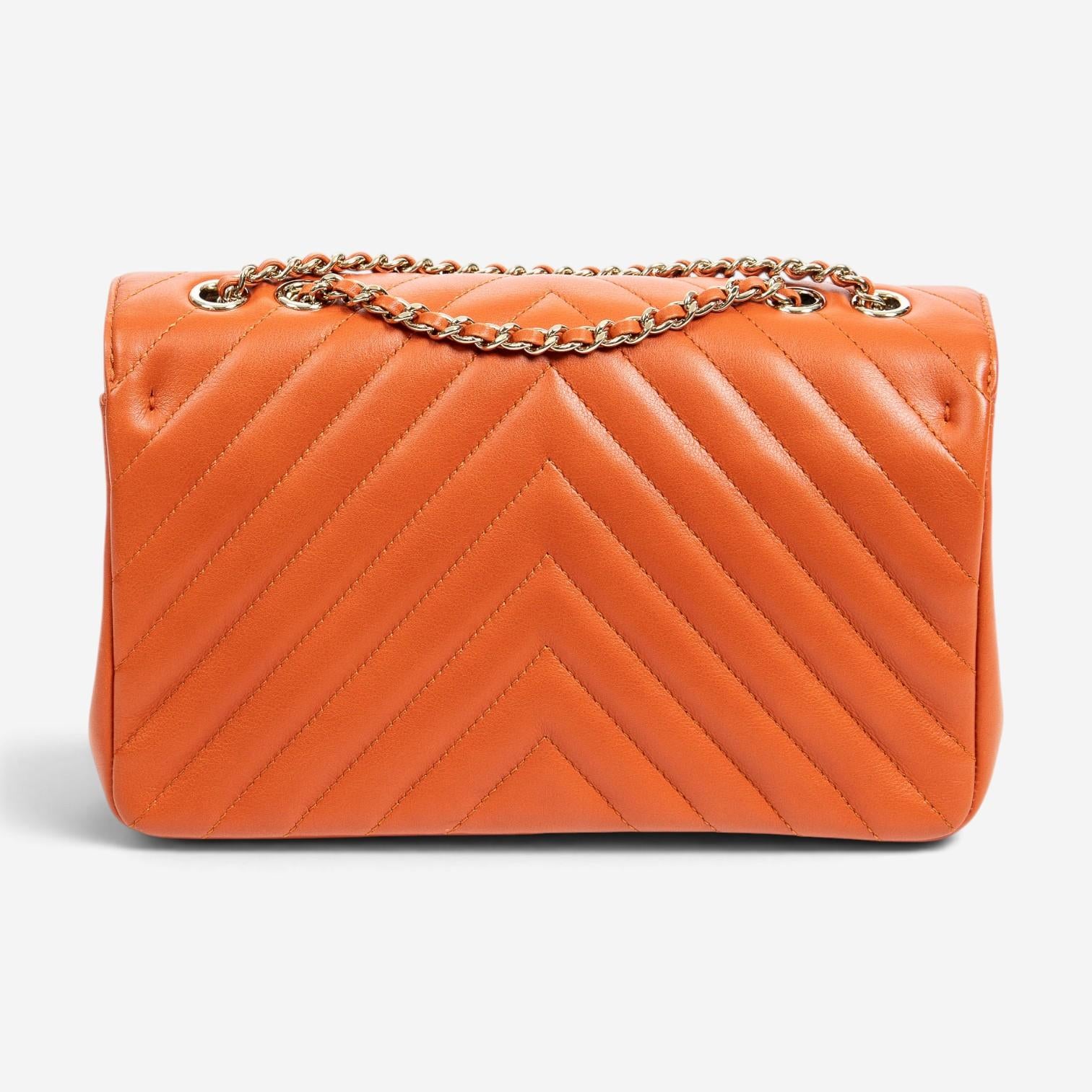 Chanel Orange Calf Leather Small Statement Flap Bag ABA1690