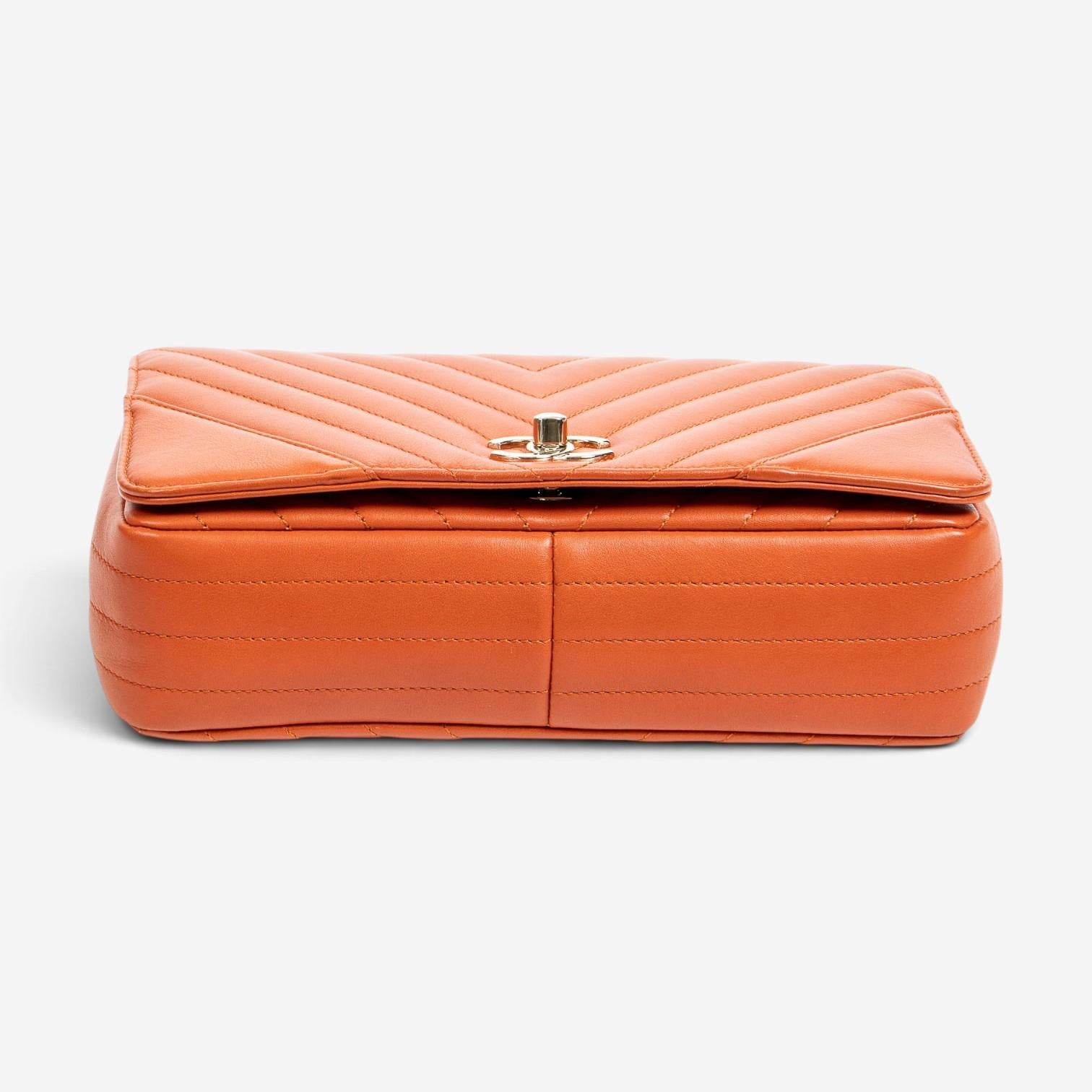 Chanel Orange Calf Leather Small Statement Flap Bag ABA1690