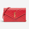 Yves Saint Laurent Red Calf Leather Envelope Chain Wallet ABA2245