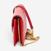 Yves Saint Laurent Red Calf Leather Envelope Chain Wallet ABA2245