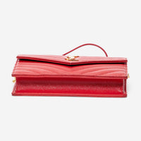 Yves Saint Laurent Red Calf Leather Envelope Chain Wallet ABA2245