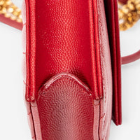 Yves Saint Laurent Red Calf Leather Envelope Chain Wallet ABA2245