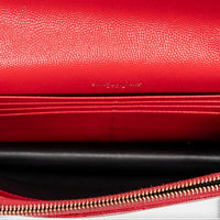 Yves Saint Laurent Red Calf Leather Envelope Chain Wallet ABA2245
