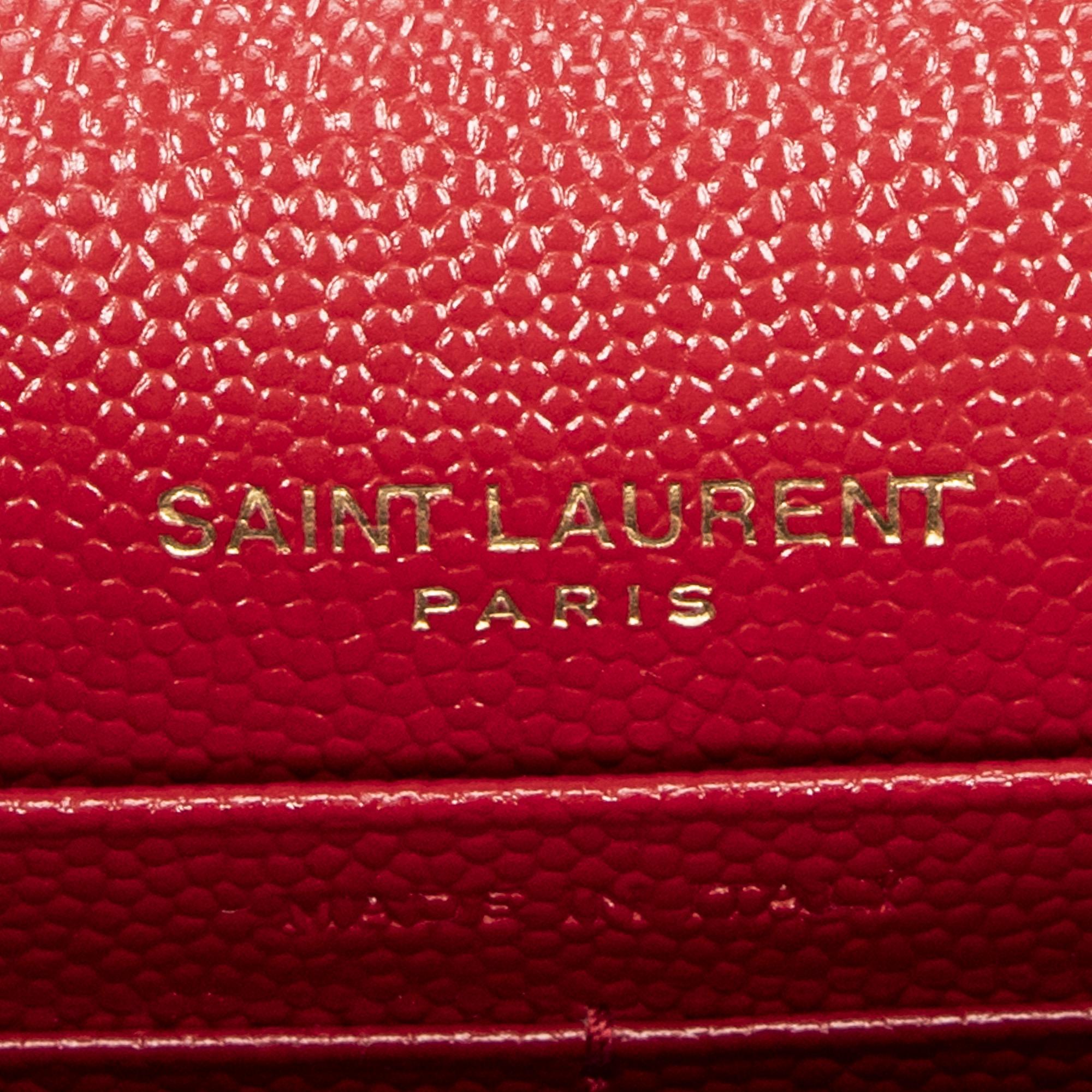 Yves Saint Laurent Red Calf Leather Envelope Chain Wallet ABA2245