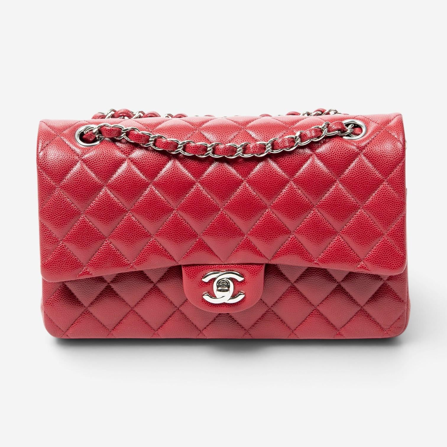 Chanel Classic Red Quilted Caviar Leather Double Flap Bag ABA4614
