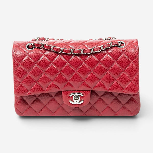 Chanel Classic Red Quilted Caviar Leather Double Flap Bag ABA4614