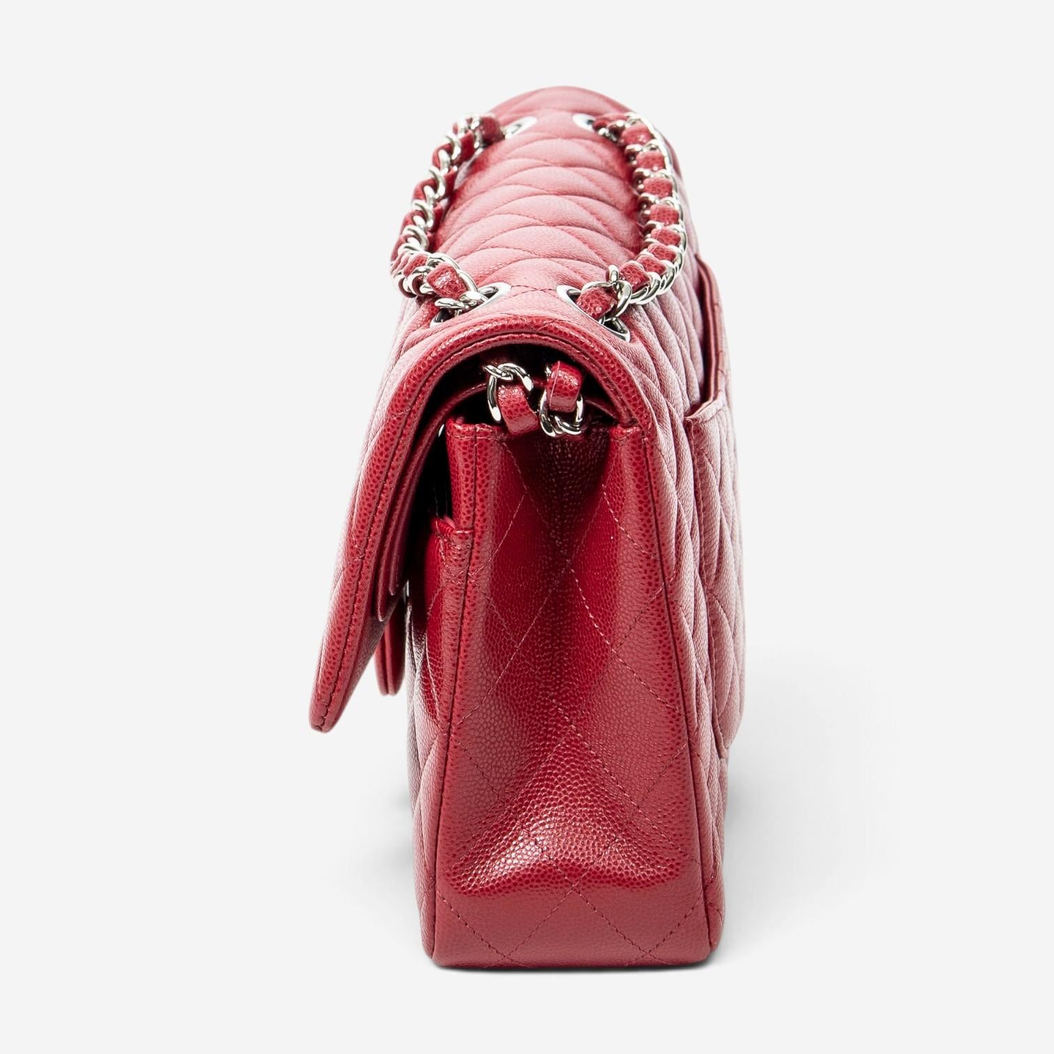 Chanel Classic Red Quilted Caviar Leather Double Flap Bag ABA4614