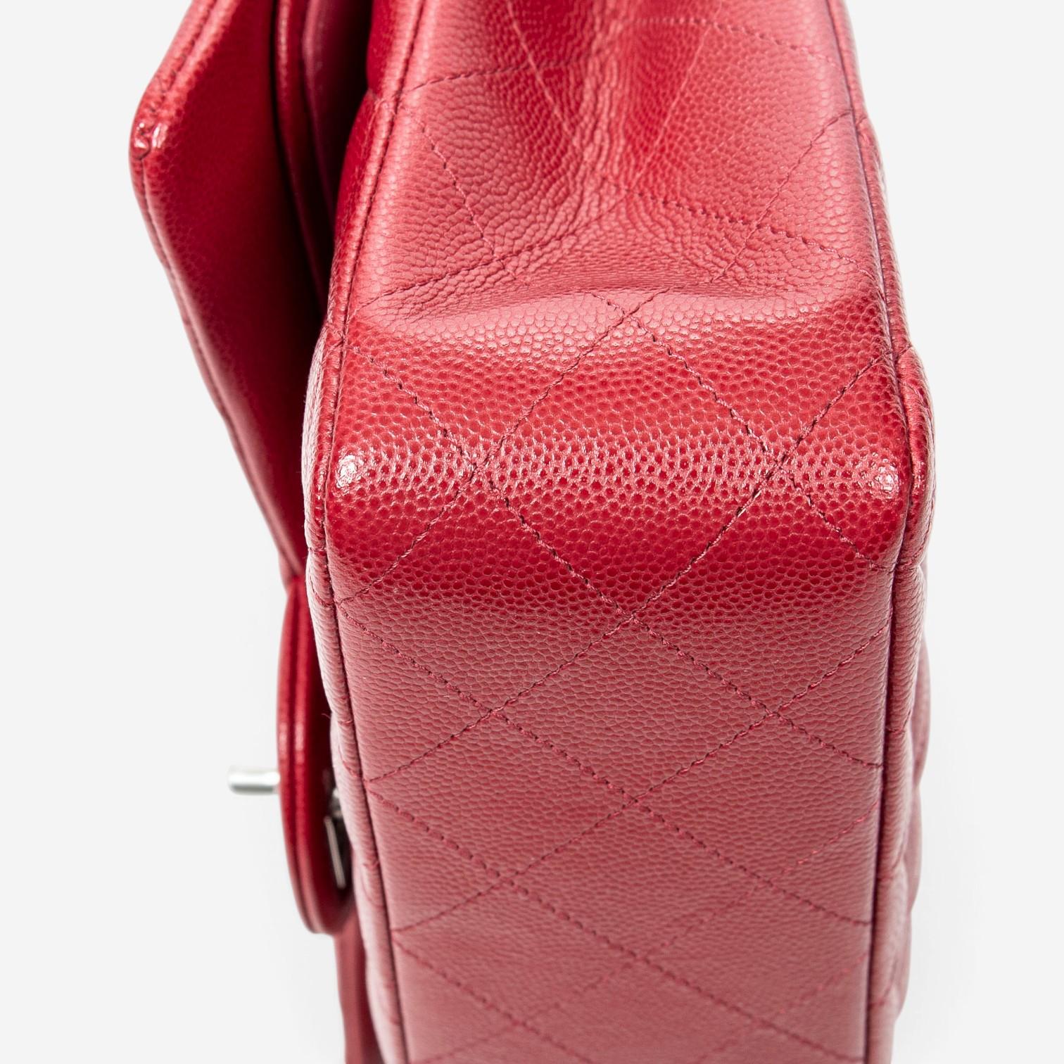 Chanel Classic Red Quilted Caviar Leather Double Flap Bag ABA4614