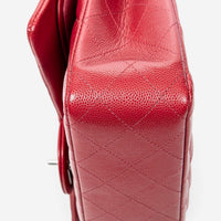 Chanel Classic Red Quilted Caviar Leather Double Flap Bag ABA4614