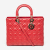 Dior Lady Dior Red Calf Leather Large Zip Shoulder Bag ABA4735