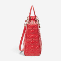 Dior Lady Dior Red Calf Leather Large Zip Shoulder Bag ABA4735