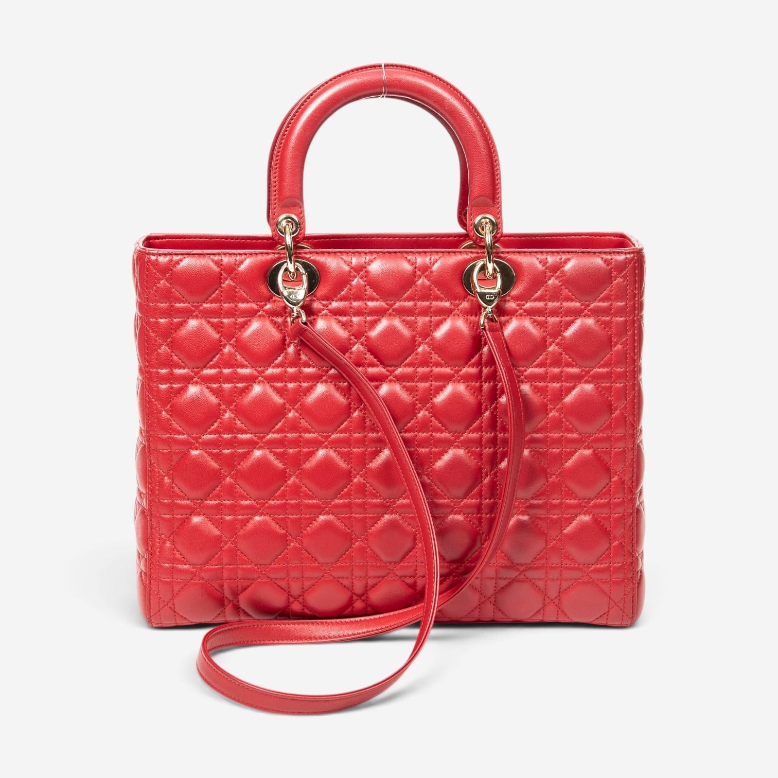 Dior Lady Dior Red Calf Leather Large Zip Shoulder Bag ABA4735
