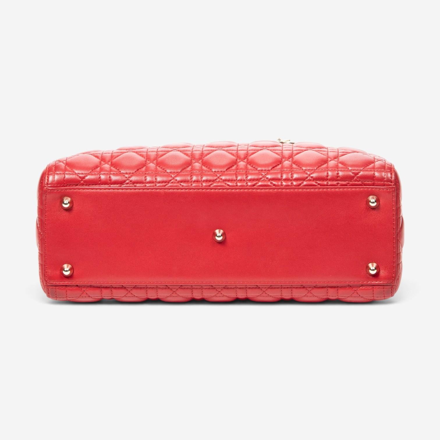 Dior Lady Dior Red Calf Leather Large Zip Shoulder Bag ABA4735