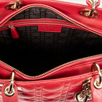 Dior Lady Dior Red Calf Leather Large Zip Shoulder Bag ABA4735