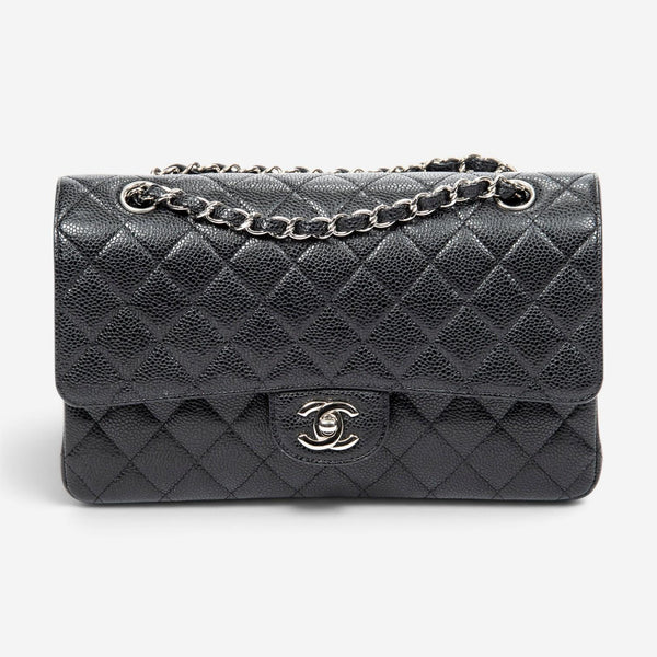 Chanel Classic Black Calf Leather Double Flap Bag ABA7684