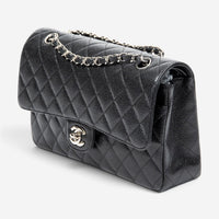 Chanel Classic Black Calf Leather Double Flap Bag ABA7684