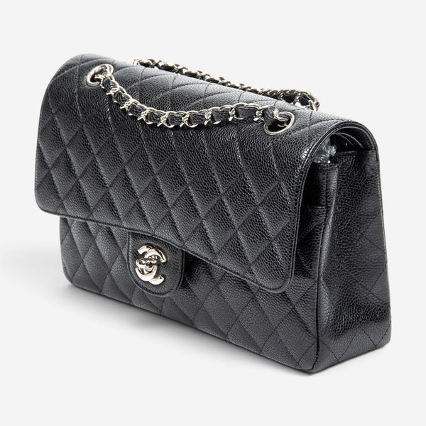 Chanel Classic Black Calf Leather Double Flap Bag ABA7684