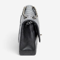 Chanel Classic Black Calf Leather Double Flap Bag ABA7684