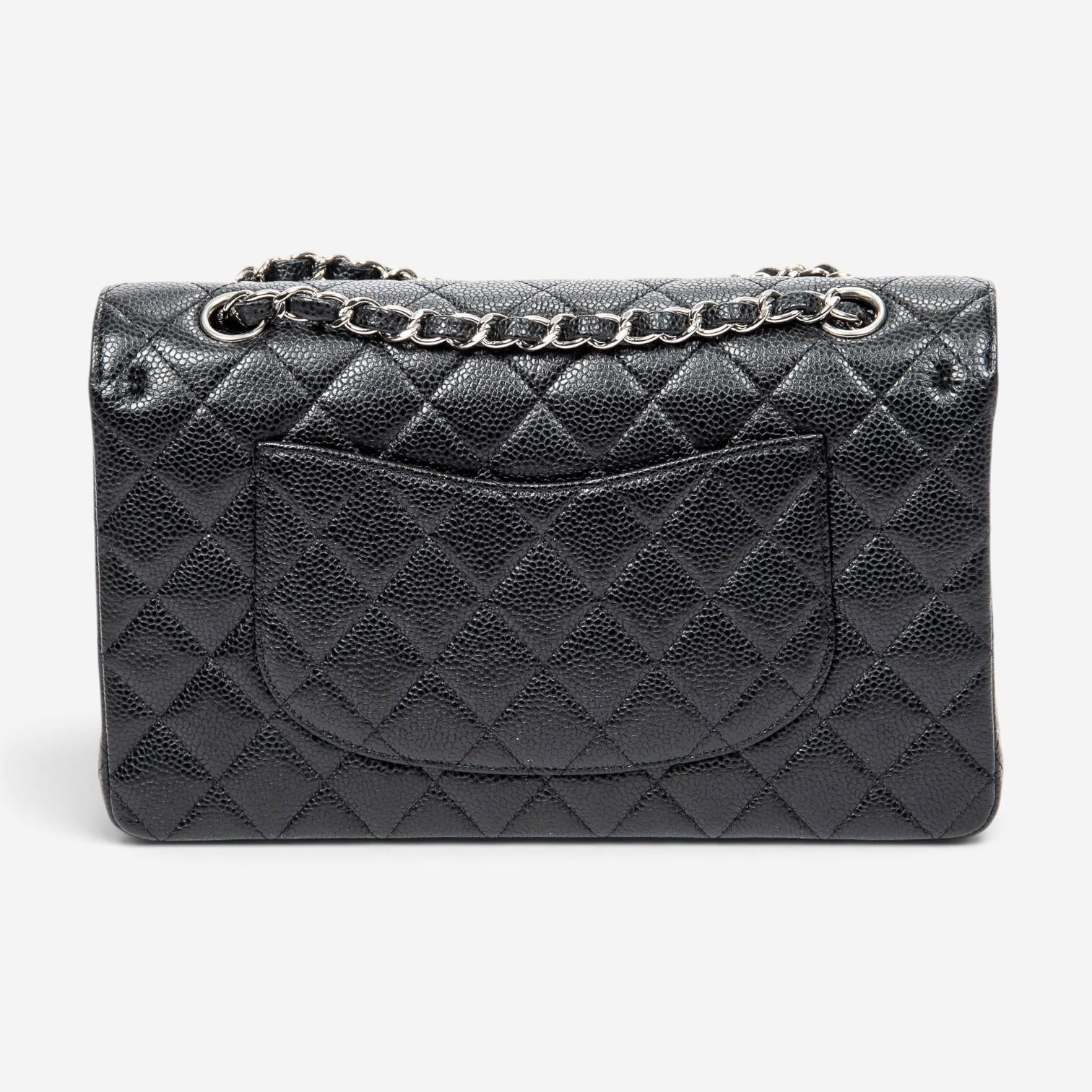 Chanel Classic Black Calf Leather Double Flap Bag ABA7684
