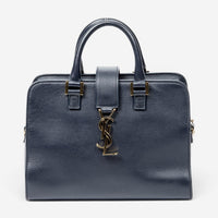 Yves Saint Laurent Monogram Cabas Baby Navy Calfskin Leather Tote Bag ABB2034
