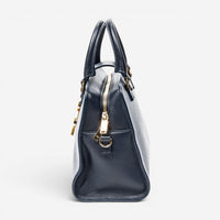 Yves Saint Laurent Monogram Cabas Baby Navy Calfskin Leather Tote Bag ABB2034