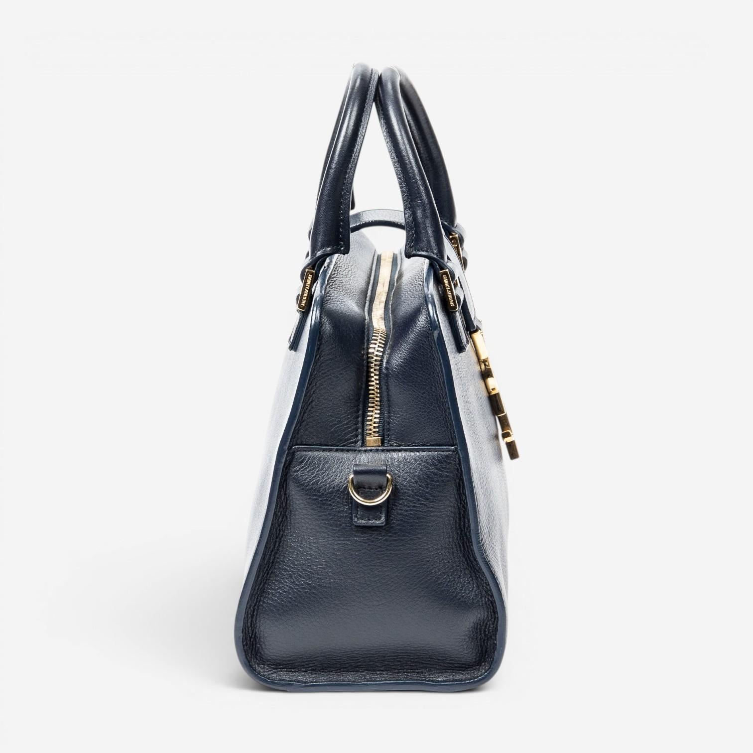 Yves Saint Laurent Monogram Cabas Baby Navy Calfskin Leather Tote Bag ABB2034