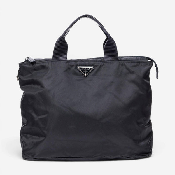 Prada Convertible Square Zip Navy Nylon Canvas Tote Bag ABB5261