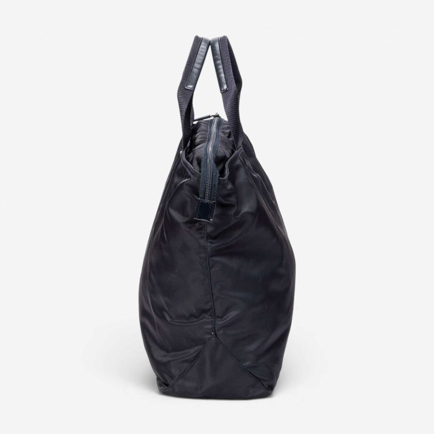 Prada Convertible Square Zip Navy Nylon Canvas Tote Bag ABB5261