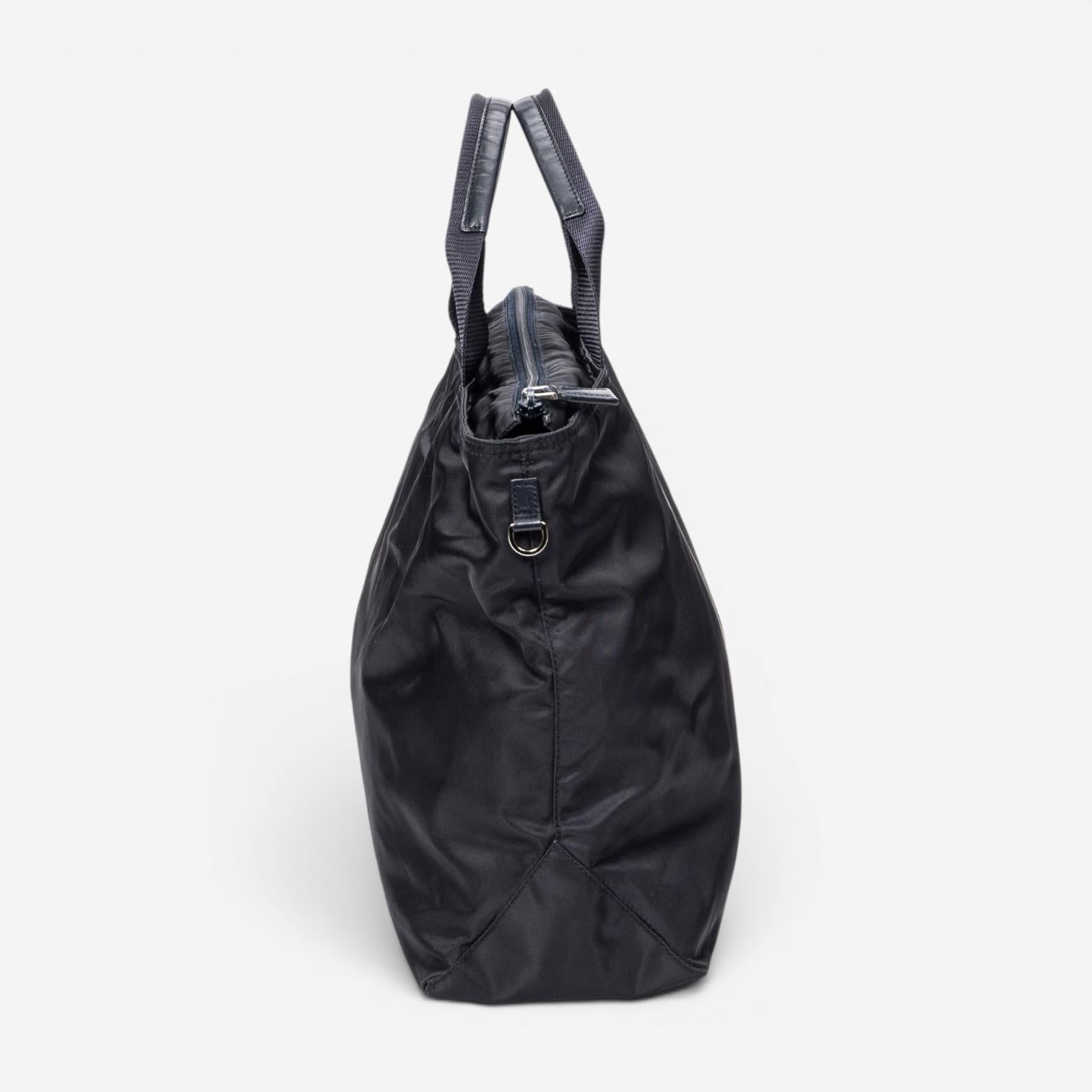 Prada Convertible Square Zip Navy Nylon Canvas Tote Bag ABB5261