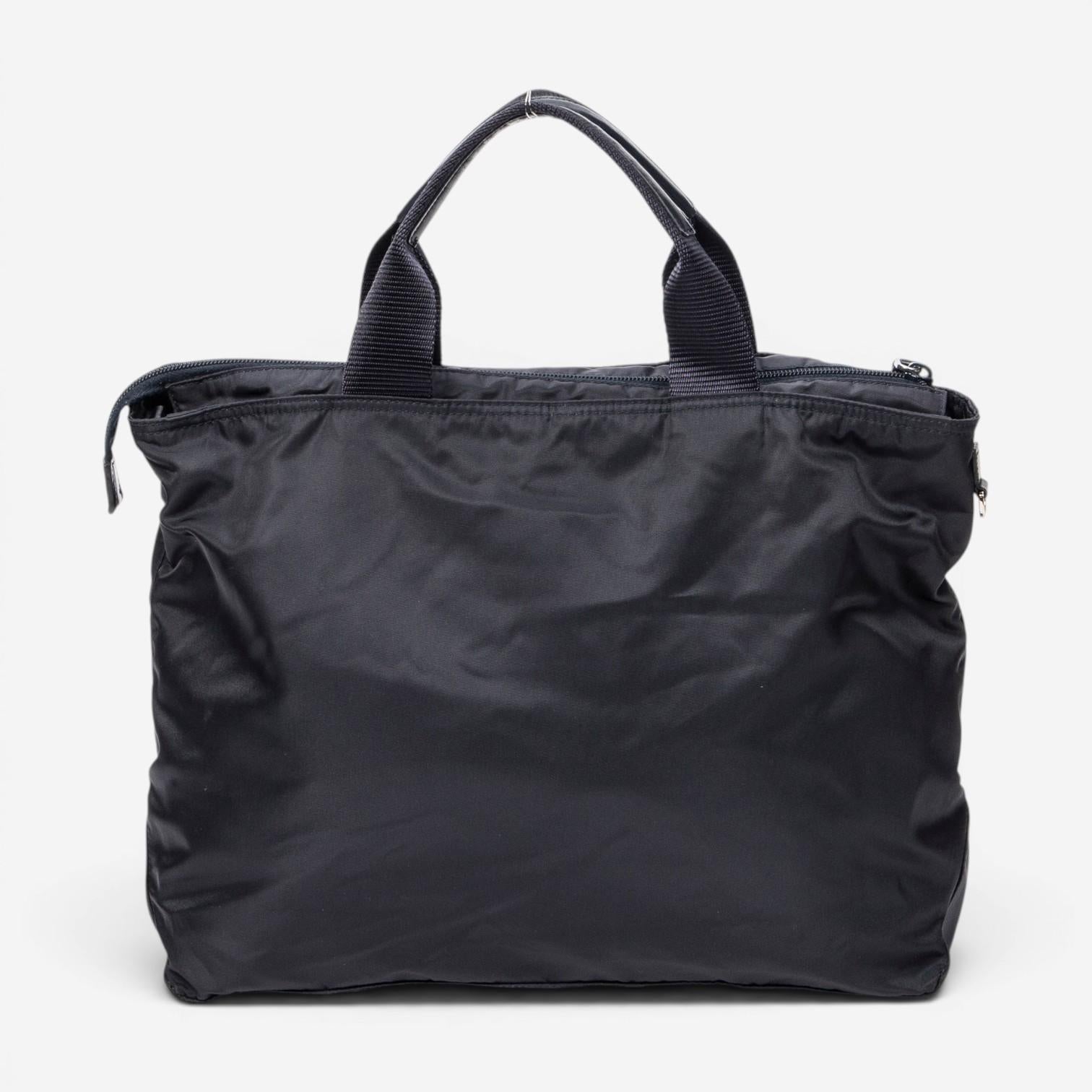 Prada Convertible Square Zip Navy Nylon Canvas Tote Bag ABB5261