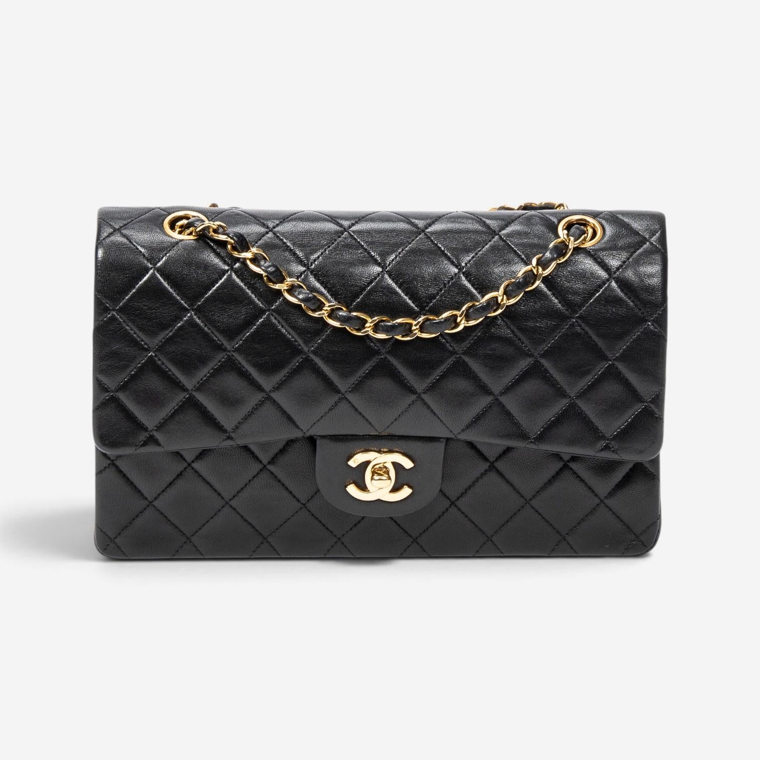 Chanel Classic Black Quilted Lambskin Leather Double Flap Bag ABC0076