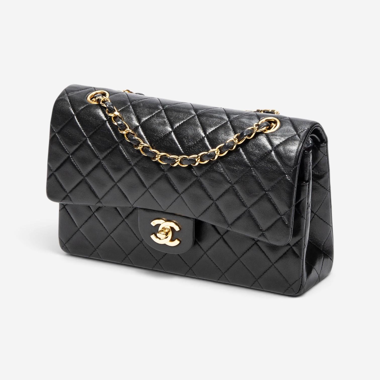 Chanel Classic Black Quilted Lambskin Leather Double Flap Bag ABC0076