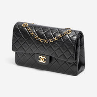 Chanel Classic Black Quilted Lambskin Leather Double Flap Bag ABC0076
