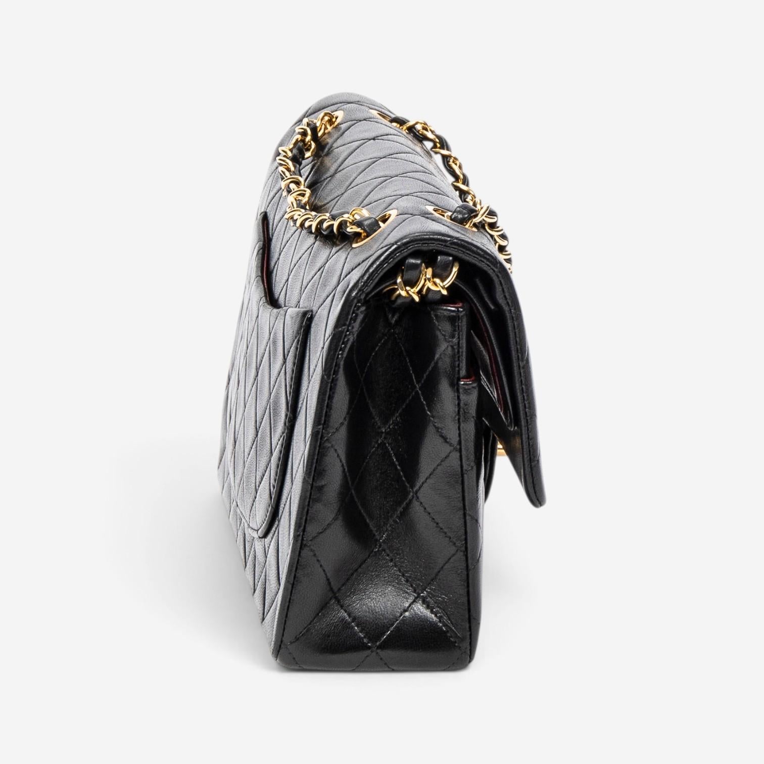 Chanel Classic Black Quilted Lambskin Leather Double Flap Bag ABC0076