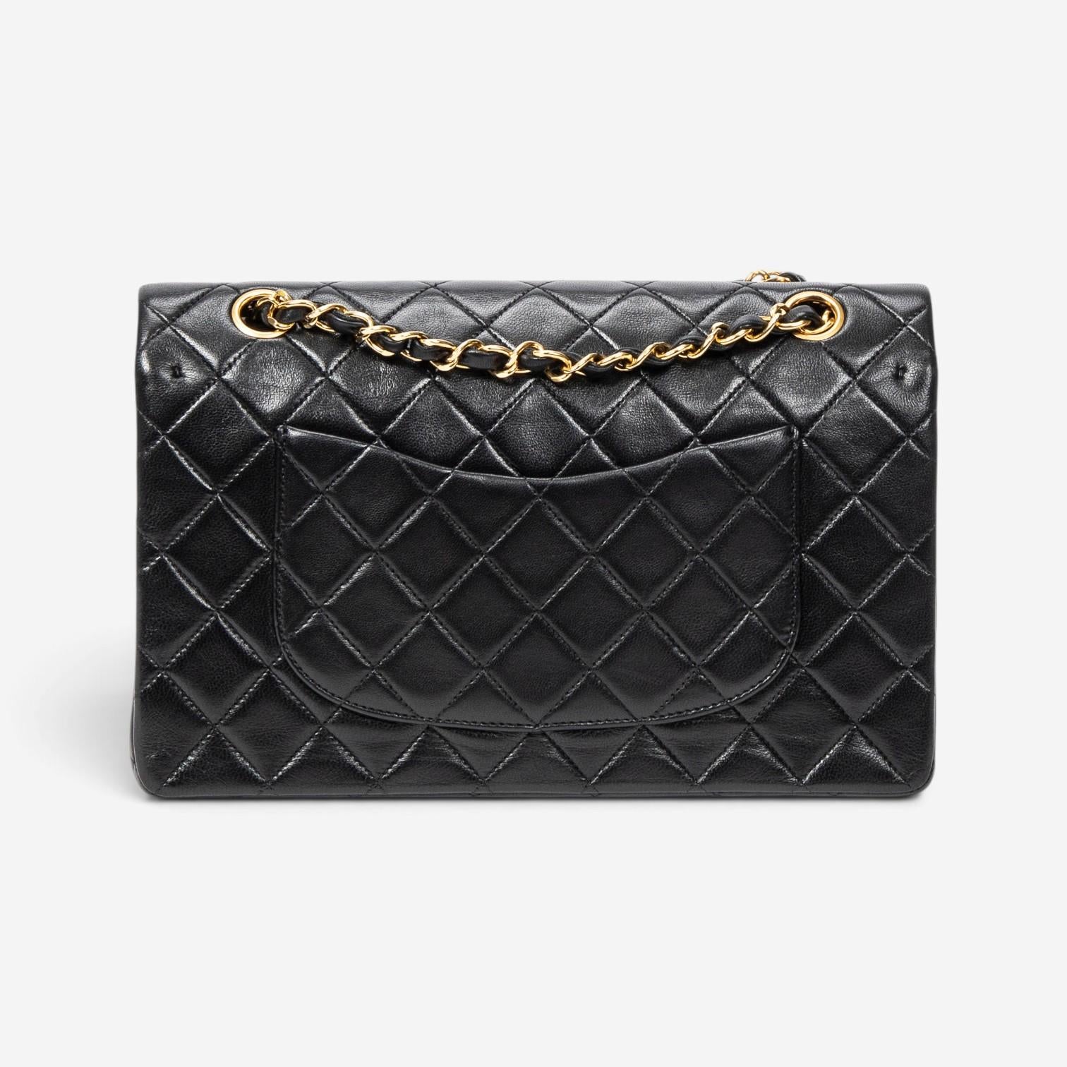 Chanel Classic Black Quilted Lambskin Leather Double Flap Bag ABC0076