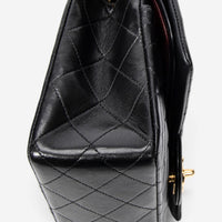 Chanel Classic Black Quilted Lambskin Leather Double Flap Bag ABC0076