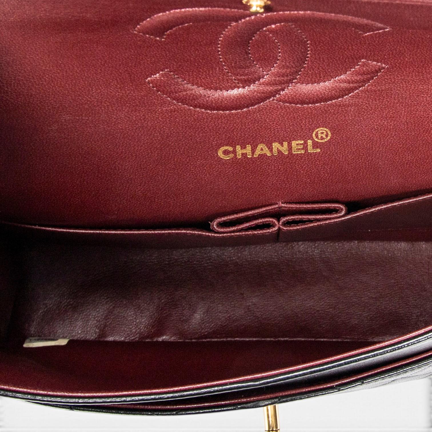 Chanel Classic Black Quilted Lambskin Leather Double Flap Bag ABC0076