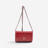 Chanel Classic Red Lambskin Leather Chain Wallet ABC0744