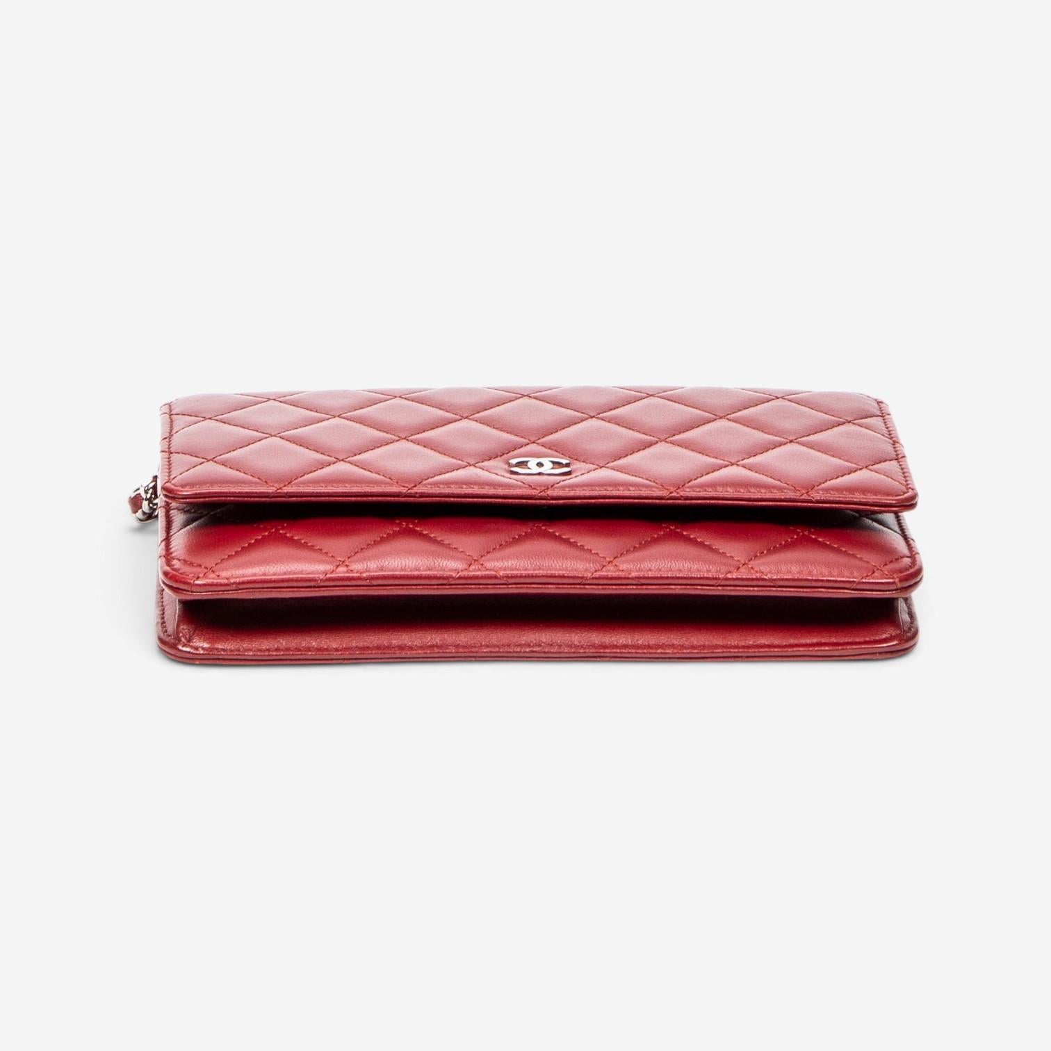 Chanel Classic Red Lambskin Leather Chain Wallet ABC0744