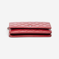 Chanel Classic Red Lambskin Leather Chain Wallet ABC0744