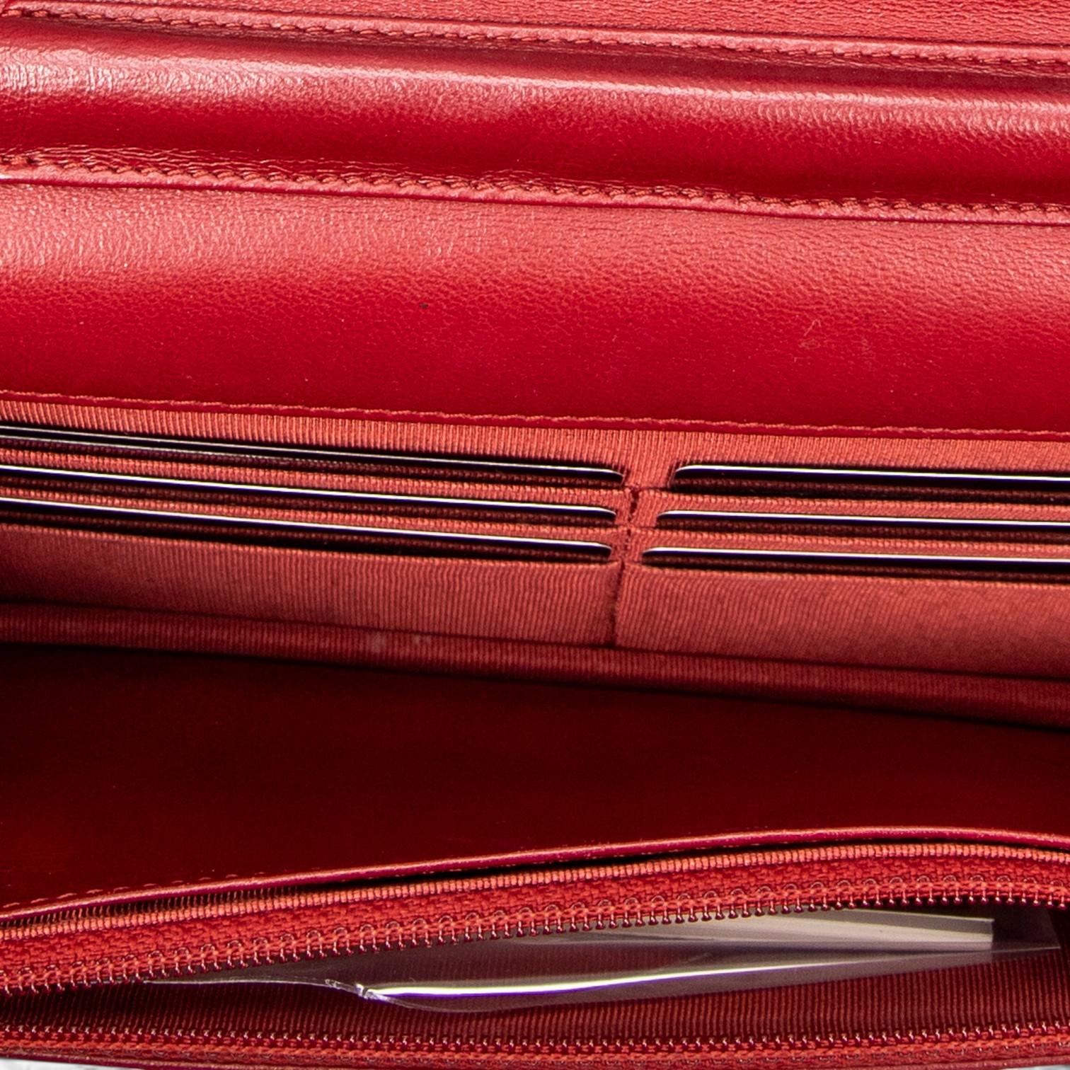 Chanel Classic Red Lambskin Leather Chain Wallet ABC0744