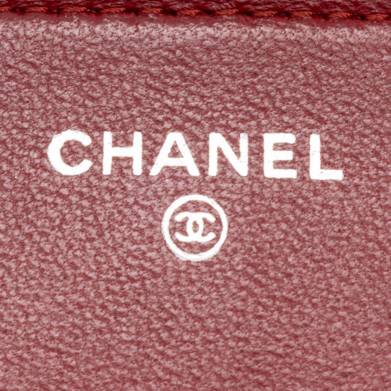 Chanel Classic Red Lambskin Leather Chain Wallet ABC0744