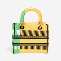 Dior Lady D-Lite Yellow & Green Embroidered Canvas Medium Bag ABC1290