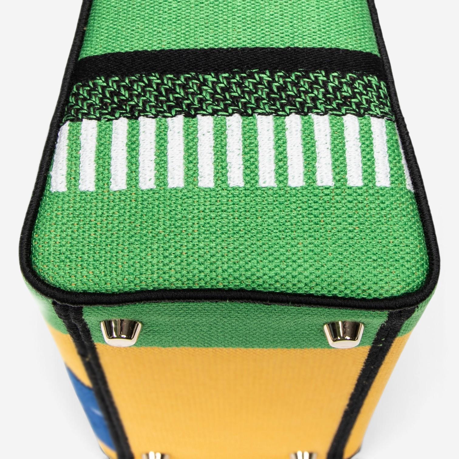 Dior Lady D-Lite Yellow & Green Embroidered Canvas Medium Bag ABC1290