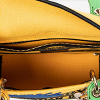 Dior Lady D-Lite Yellow & Green Embroidered Canvas Medium Bag ABC1290