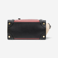 Celine Black/Maroon/Beige Calfskin Leather Micro Luggage Tote Bag ABC3719